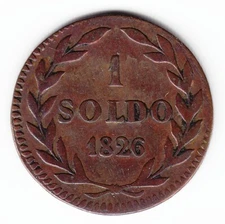 LUCCA 1 soldo 1826 KM A34 Cu 1-year type Carlo Lodovico di Borbone NICE & RARE !