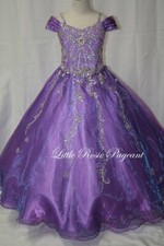 NEW Little Rosie Girls Glitz Long Pageant Dress LR2019 Purple 12 550