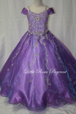 NEW* Little Rosie Girls Glitz Long Pageant Dress LR2019 Purple 12 $550 
