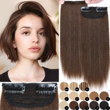 Hairpiece Clip In Real Remy 100 Human Hair Pad Topper Patches Extensions Fluffy