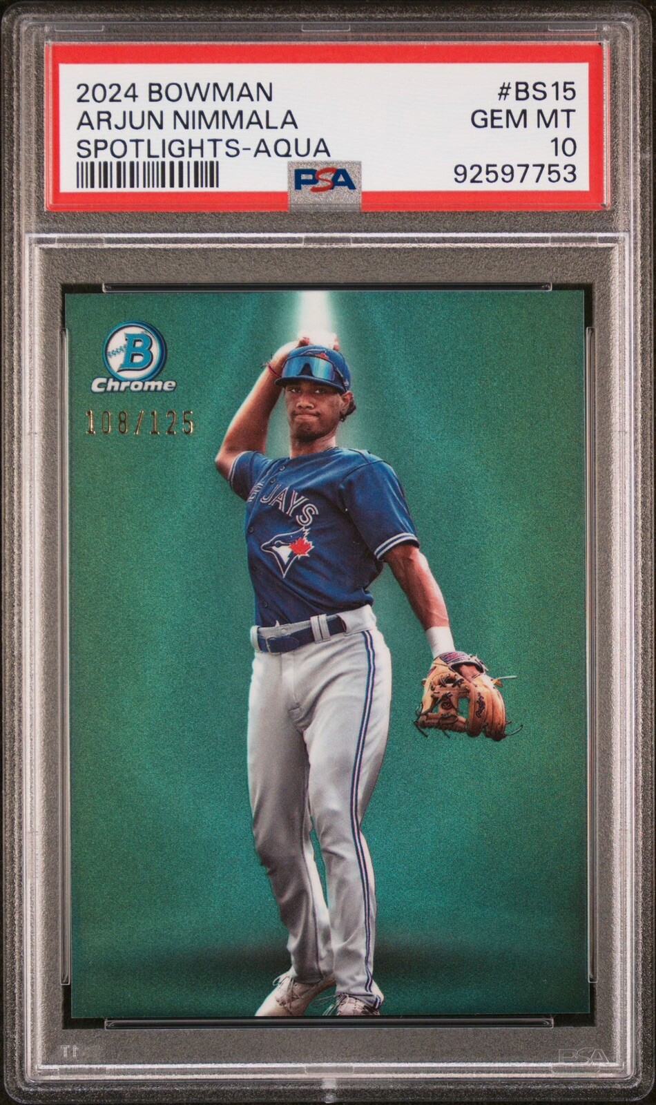 Arjun Nimmala 2024 Bowman #BS-15 Bowman Spotlights Aqua Refractor #/125