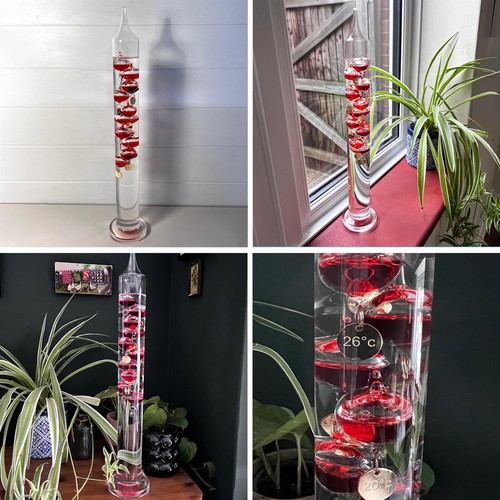 44cm Tall Free Standing Galileo Thermometer with 10 red floating globes - Imagen 7 de 7