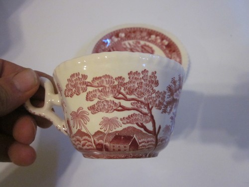 Vintage Copeland Spode PINK Tower Scene TEA CUP AND SAUCER - Picture 2 of 5