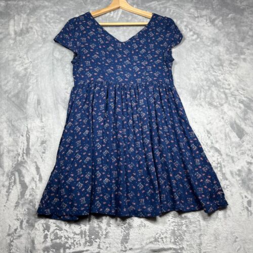 Denim Supply Ralph Lauren Dress Women Small Blue V Neck Mini Floral Flowy Boho - Picture 7 of 7