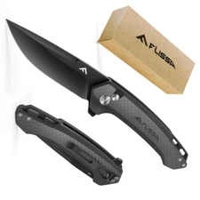 7.8" Pocket Folding Knife Fast Opening D2 Blades Carbon Fiber Handle Button Lock