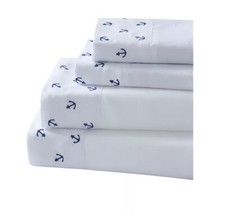 Seaside Resort Mini Anchors Embroidered Full Sheet Set T4103498