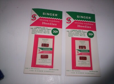 Vtg Singer Sewing Machine Needles #2020 Size 14 Three Per Package WEST GERMANY