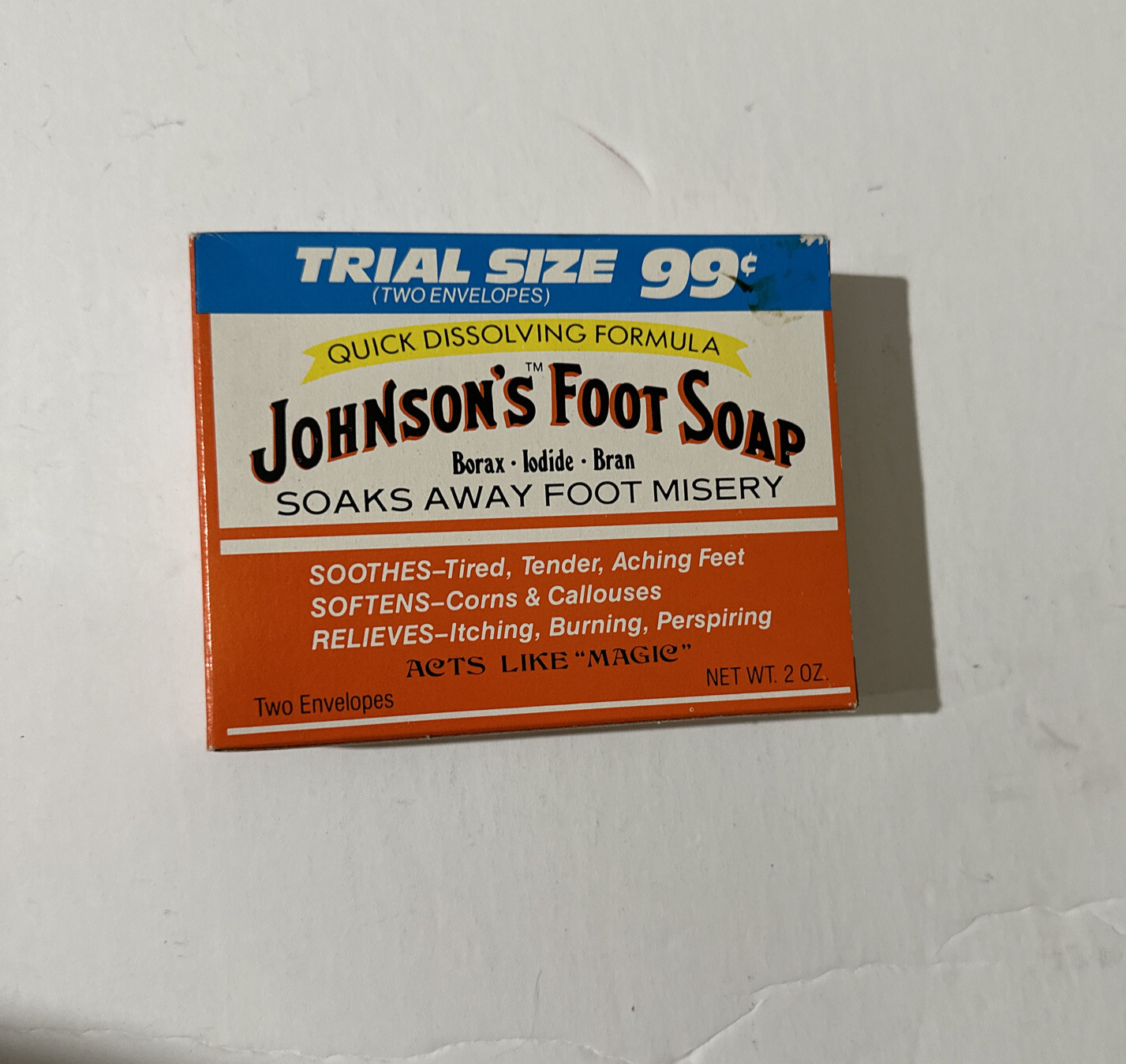 Johnson's Foot Soap Powder 2 packets Discontinued Soothes feet VTG