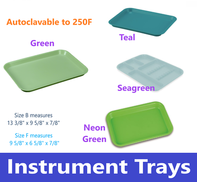 5-Pack Dental Procedure Set-Up Trays - Autoclavable, Flat Or Divided, Ritter B Tray Style