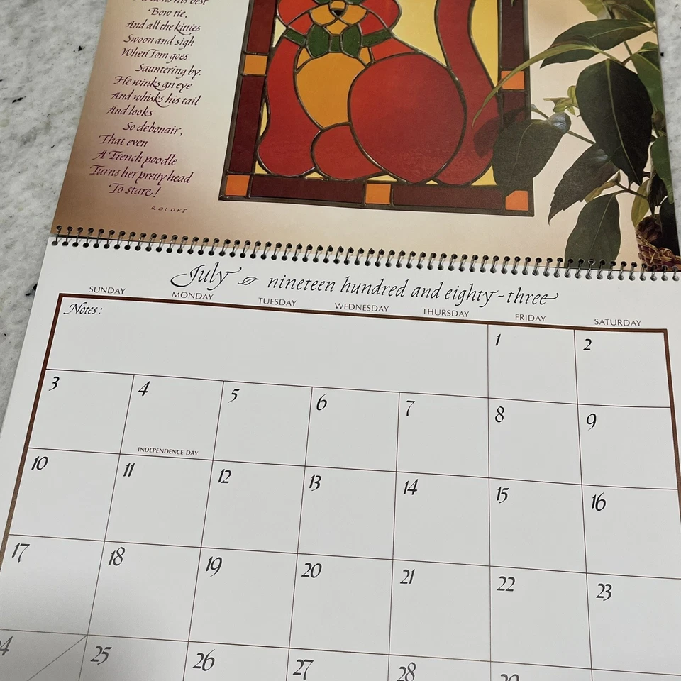 Current THE YEAR OF THE CAT 1983 VTG Craft Calendar Sewing Patterns Quilt New - Image 4 of 4