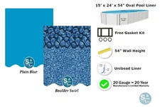 SmartLine 15' x 24' x 54” Oval Unibead 20 Gauge Pool Liner - (Choose Pattern)