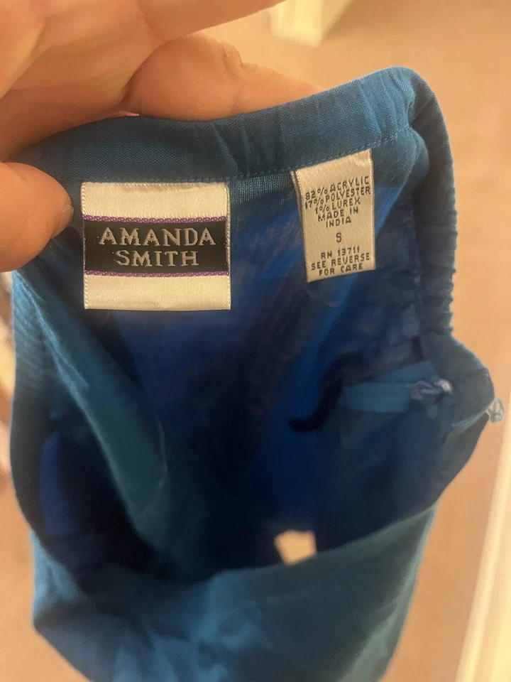 Falda Amanda Smith Pavo Real Azul Dorado Bordado Bordado Estilo Indio Talla Pequeña S Foto 4 de 4