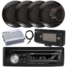 Pyle Marine CD Radio, Amplifier, Cover, Antenna, 4x 6.5" 150W Speakers