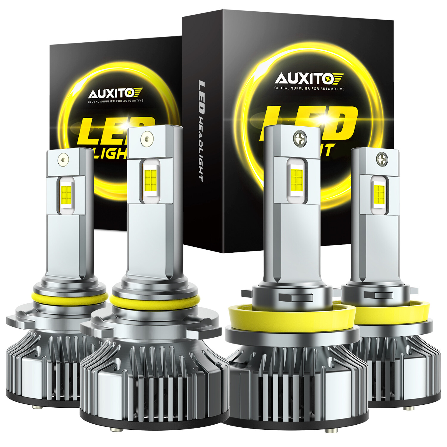 Auxito Upgraded H11 9005 Combo LED Headlight Bulbs Hi Low Beam 60000lm Kit White
