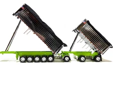 DCP FIRST GEAR 1/64 SCALE  LIME GREEN/CHROME EAST GENESIS II DUMP TRAILERS