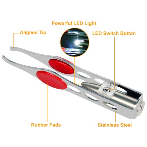 Nuova Pinzetta LED per Sopracciglia, Acciaio Inox con Luce per Depilazione Precisione - Foto 2 di 5