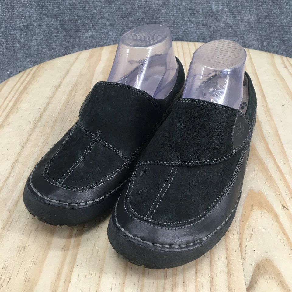 Naturalizer Zapatos Mujer 9.5 M Jenkins Zueco Planos Sin Cordones Cuero Negro Comodidad Foto 3 de 4