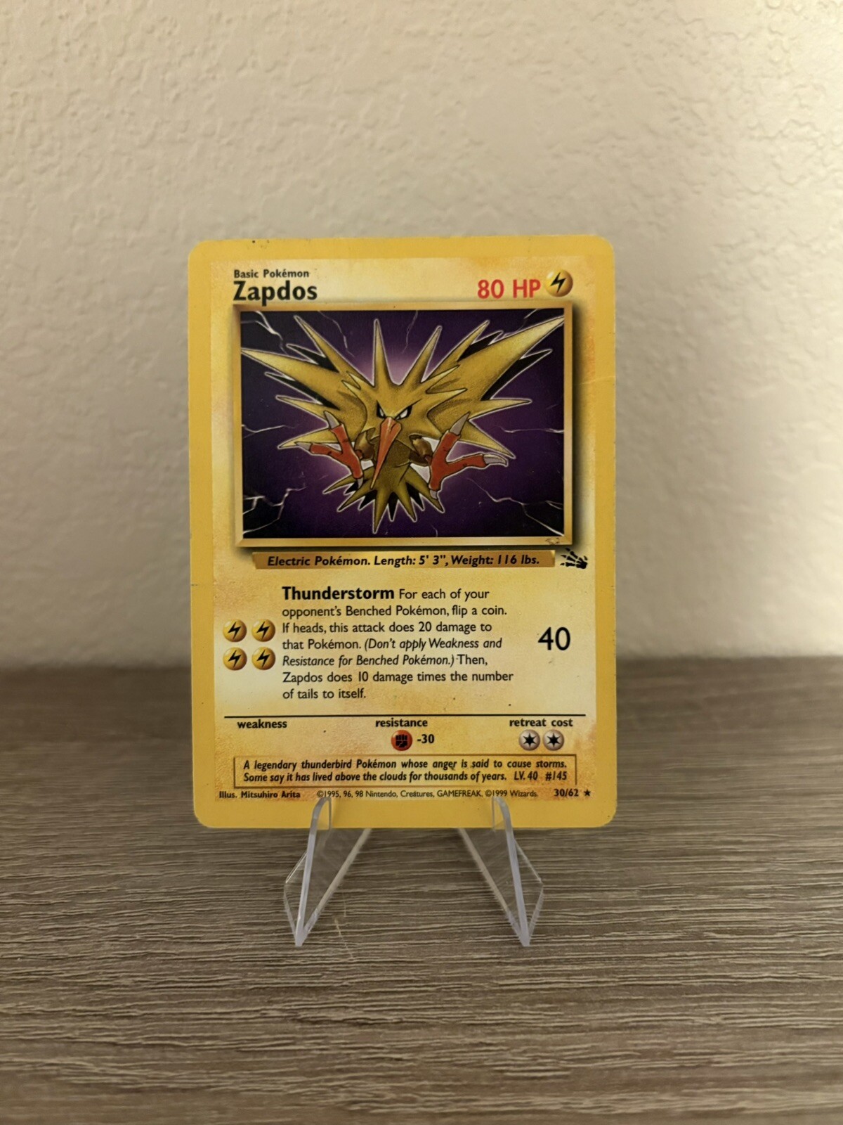 Zapdos Non-Holo Pokemon Card 30/62 Fossil Set