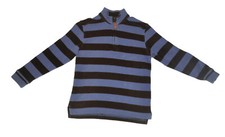 GREENDOG Boys Blue Brown Striped Long Sleeve Half Zip Sweater Size 6