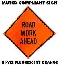 36" & 48" Road Work Ahead Orange Vinyl MUTCD Roll-Up Traffic Safety Sign