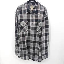 Duluth Trading Co Flannel Shirt Mens XLT Tall Gray Plaid Long Sleeve Heavy Top