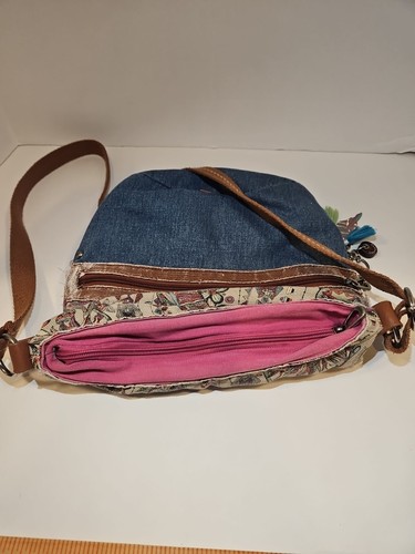 Sakroots The Sak Crossbody Purse Owl Theme Teal Brown Well Loved - Picture 9 of 18