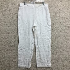 NEW Chicos Pants 2 Large Adult White High Rise Linen Saba Straight Women Casual