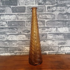 Vintage Amber Swirl Art Glass Floor Vase 15" Decorative