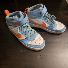 Nike Court Borough Mid 2 Sneakers Kids 5Y Blue Orange High Top Shoes