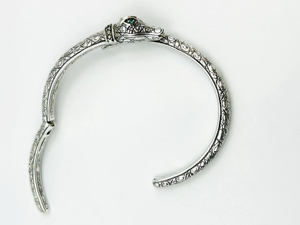 RARO Brazalete Brazalete John Hardy-JAI Plata Esterlina Oro 14K Caimán Marcasita Foto 2 de 4