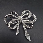 Silver Tone Rhinestone Bow brooch Vintage Costume Jewelry