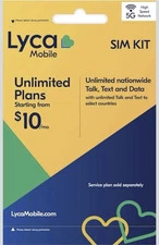 Lyca Mobile USA 5G/4G Prepaid SIM Card Kit | Unlimited Plans Starting at $10/mo.