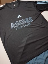 adidas Climalite Men's T-Shirt L Gray/Black Colorblock Breathable Mesh Logo