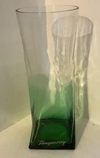 Tanqueray Gin Square Bottom Green Ombre Twisted Highball Tumbler Glass MINT