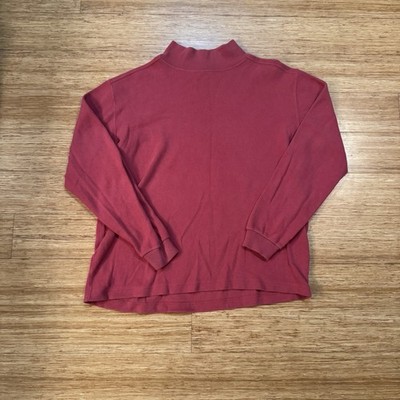 L.L.Bean Men's Mock Neck Pullover Sweater Size L Red Long Sleeve Knit Cotton