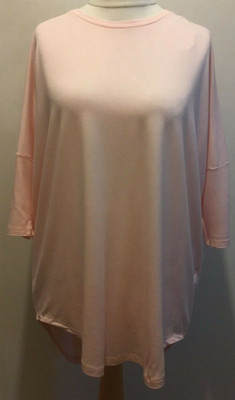 Pfauen Reißverschluss hinten Oberteil Damen Frauen lang 3/4 Ärmel abgestufter Saum 16 UK neu mit Etikett pink