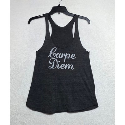 American Apparel Carpe Diem Racerback Tank Top Women's M Charcoal Grey Tri-Blend