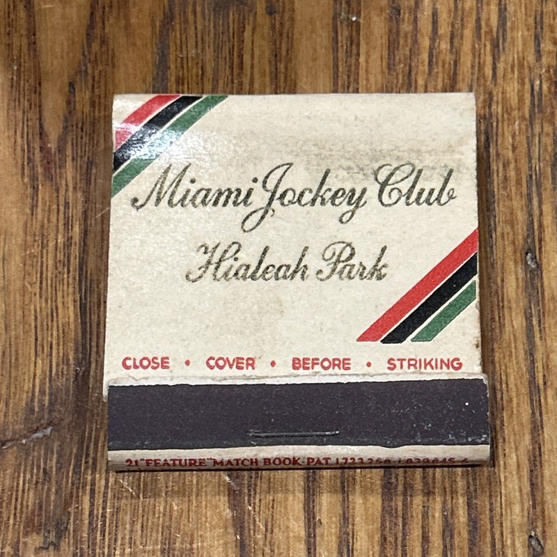 Full Feature 1942 Miami fl Jockey Club Hialeah Park Unstruck Vintage Matchbook