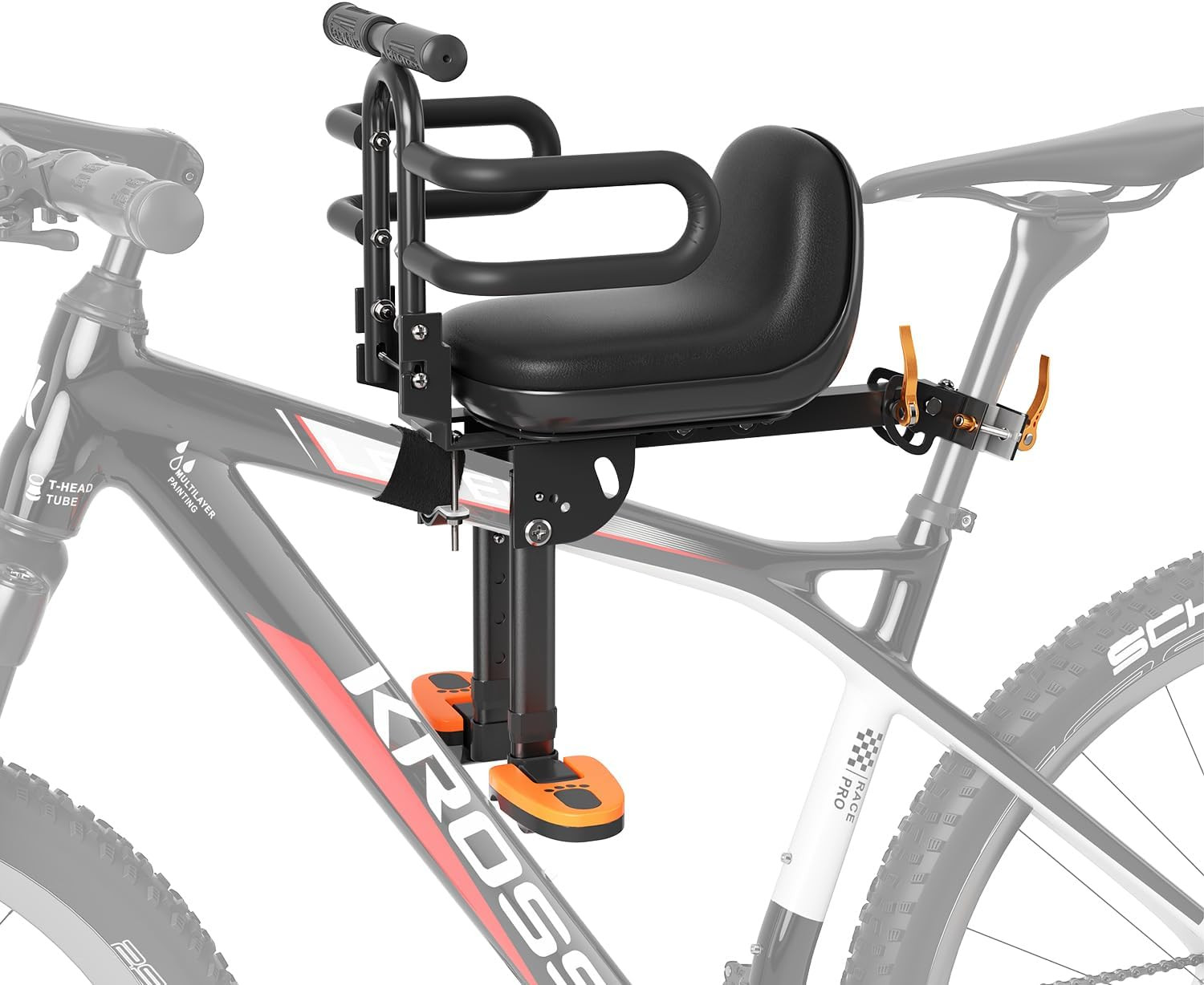 Asiento bicicleta niño con respaldo y baranda seguridad para 1 a 3 años montana