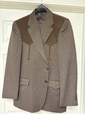 Circle S Blazer Mens Brown Western Cowboy Suit Size 46L, Pants Size 42