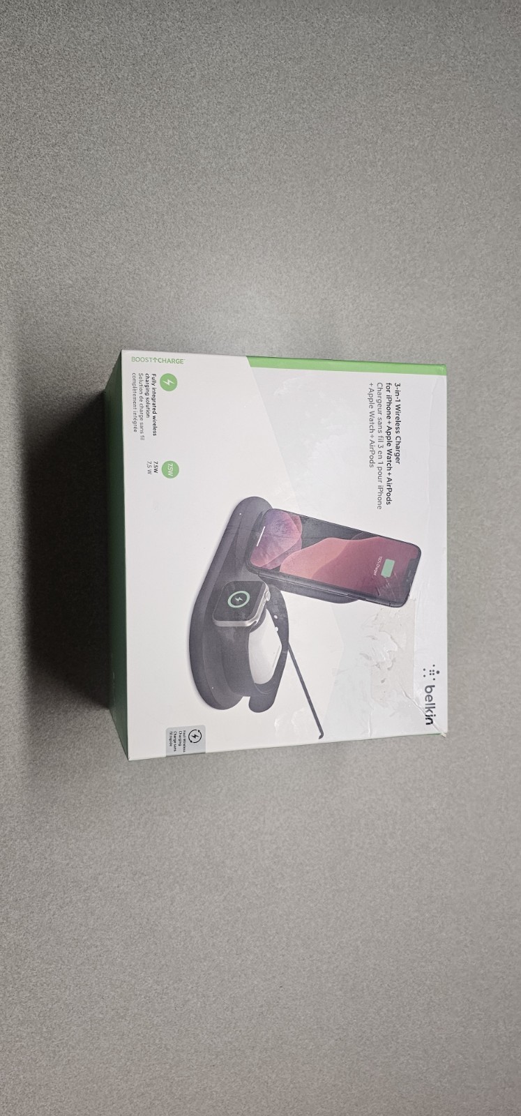 Belkin 3-in-1 Wireless Charging Stand for iPhone, Apple Watch, Airpods NEW OPEN