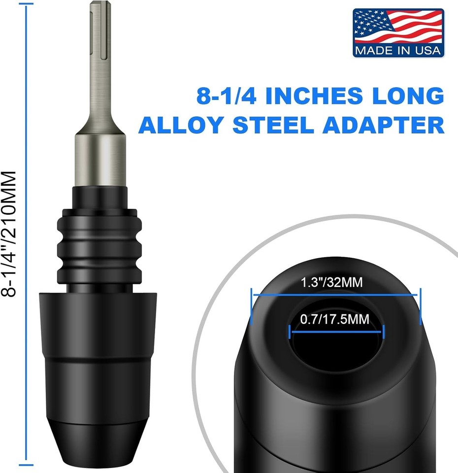 SDS-Plus to SDS-Max Adapter for Rotary Hammers - 8-1/4 Inches Long ...