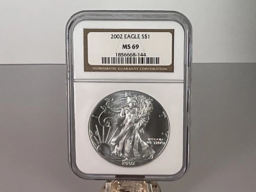 2002 1 Oz .999 Fine Silver American Silver Eagle $1 MS 69 MS69 NGC 1oz 1 Ounce
