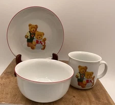 Reutter Porzellan Germany 3 Piece Child's Dish Set - Vintage- Bears- EUC