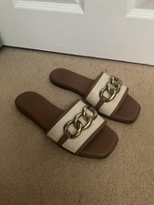 Sainsburys Tu Beige Gold Brown Flat Sliders Sandals Uk 5 Excellent 