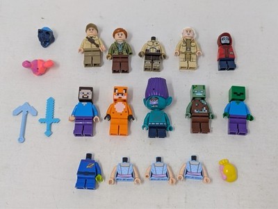 Lot of Various Lego Minifigures & Parts - Minecraft, Jurassic Park, Star Wars