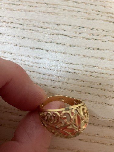 Anello vintage in oro giallo massiccio 14 kt taglio diamante, misura 8,75 oro vero. - Foto 12 di 19