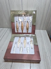 Vtg Hand Crafted Mini Tear Drop Glass Ornaments Holiday Time NIB Set Of 12