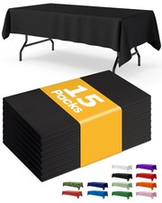 Black Plastic Table Cloth - 15 Pack 54" 108" Rectangle Disposable Tableclot...