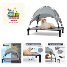 Elevated Dog Bed with Canopy, Outdoor Dog Bed Cot with Removable Shade Tent, ...